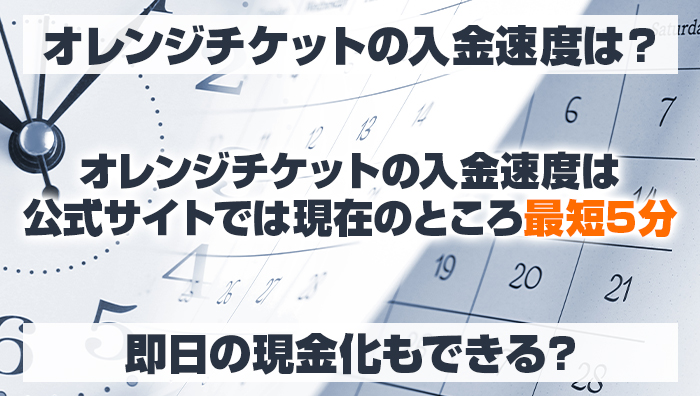 オレンジチケットの入金速度は？即日の現金化もできる？